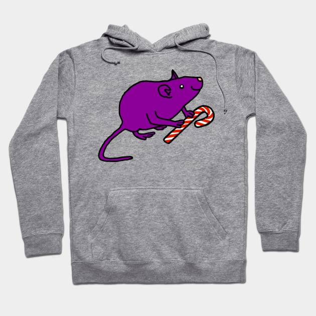 Purple Rat holding Candy Cane at Christmas Hoodie by ellenhenryart